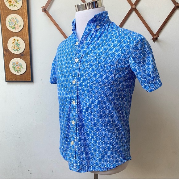 Vintage Kennington California Blue Flower Power Button Down Shirt Small - Picture 10 of 11